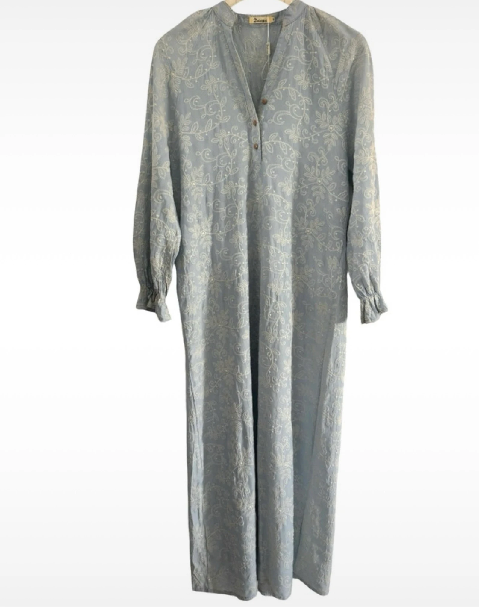 Dolssaci maxi dress S light blue embroidered tencel cotton new – photo 4